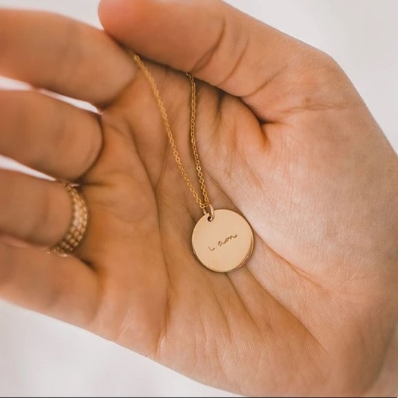 "Courage" Minimalist Mantra/Quote Simple Pendant/Disc Self-Love Gift Nec… - Picture 10 of 12